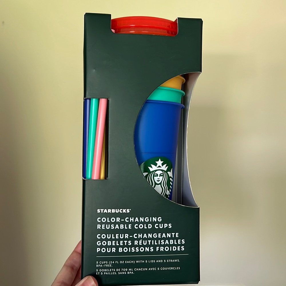 Starbucks 5 pack 24 oz. color changing cold cups